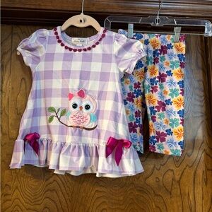 Rare Editions Purple Checkered Owl Pajama Set